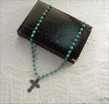 Faux Alligator black Rosary Necklaces box