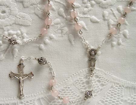 Rose Quartz  w sterling Bali beads